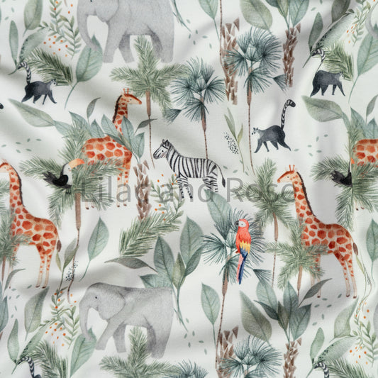 Cotton Jersey - Hidden Jungle in Ecru