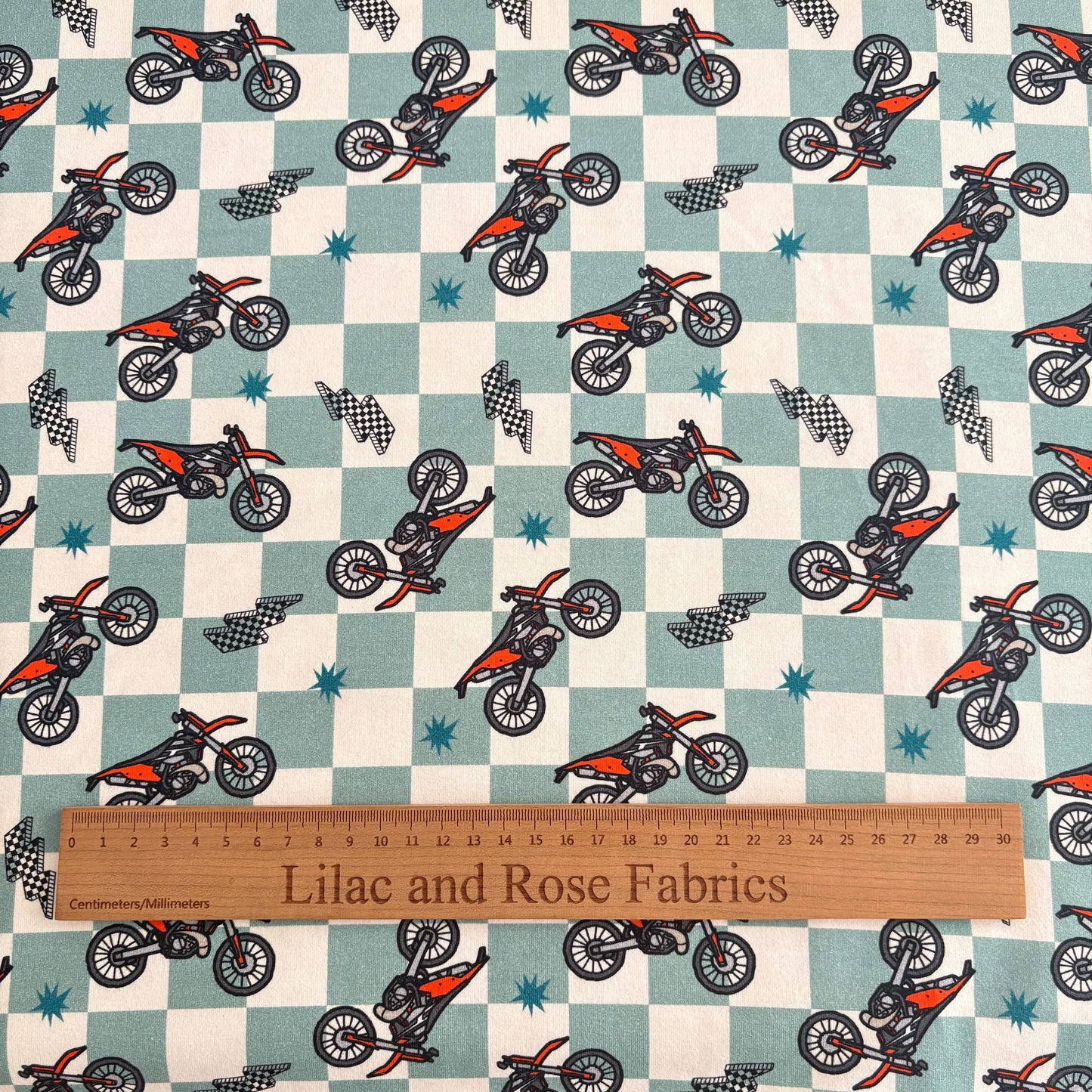Cotton Jersey - Motorbikes - Checkerboard