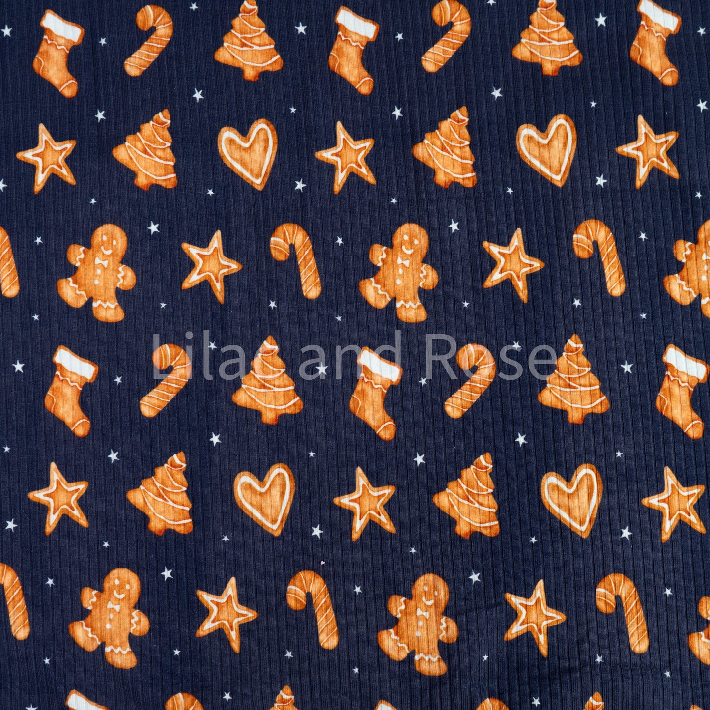 Ribbed Jersey - Christmas Gingerbread in Midnight (Exclusive)