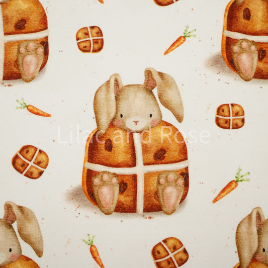 Remnant 92cm - Cotton Jersey - Hot Cross Bunnies