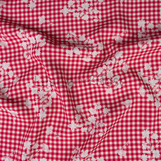 Viscose - Floral Gingham Berry