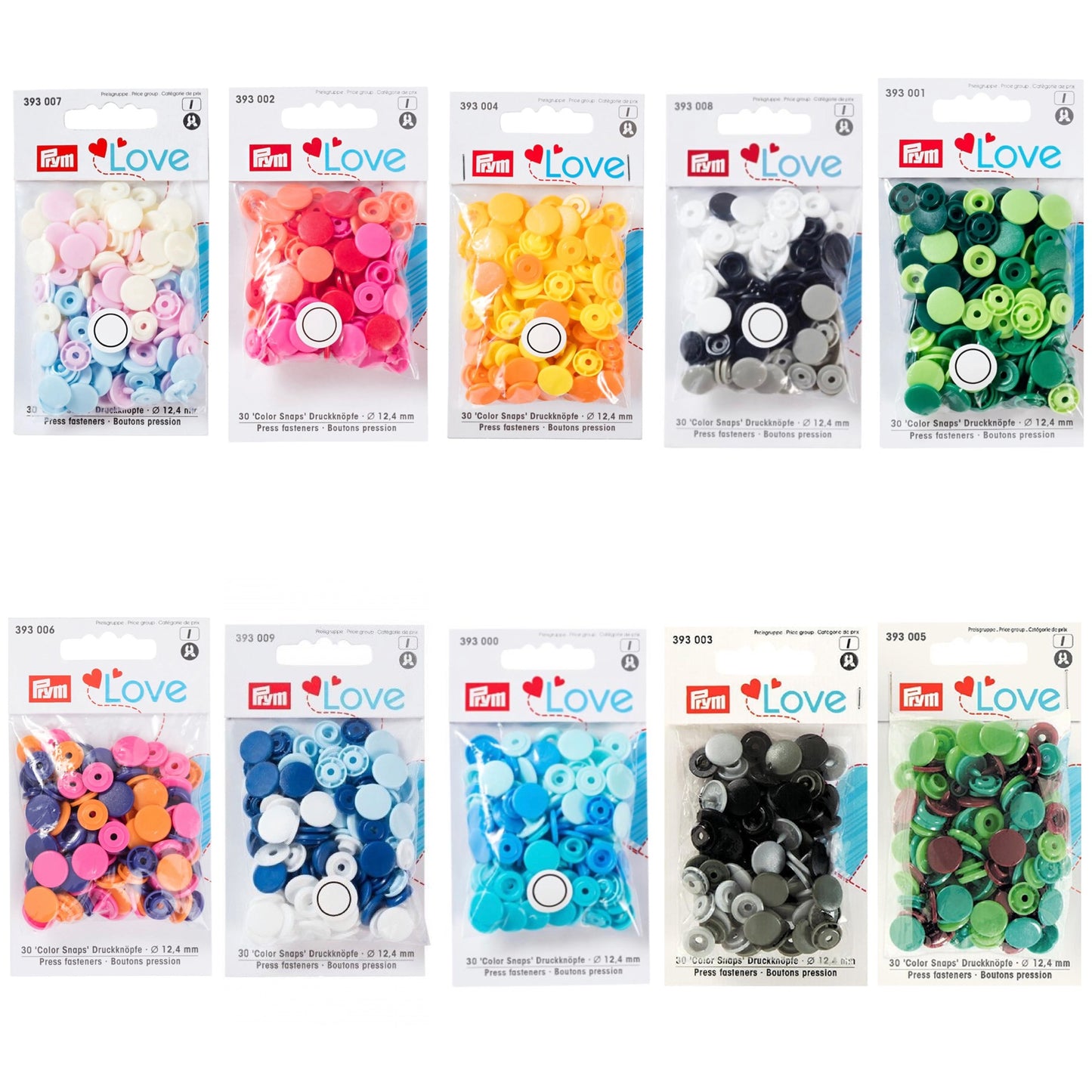 Prym Colour Snaps 12.4mm - Mixed Colours 30 Pack
