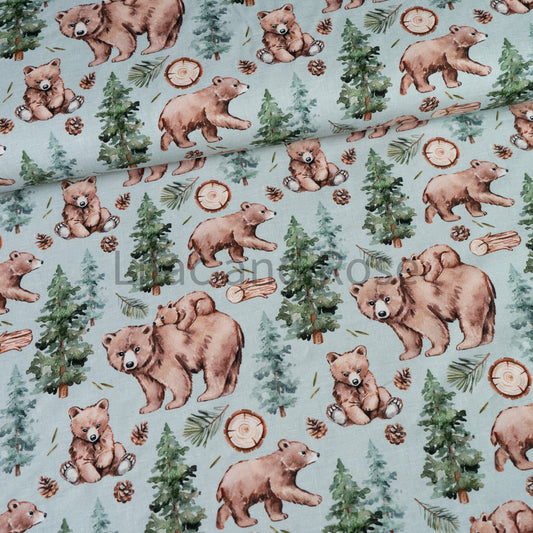 Cotton Jersey - Bear Cubs in Mint (Exclusive)