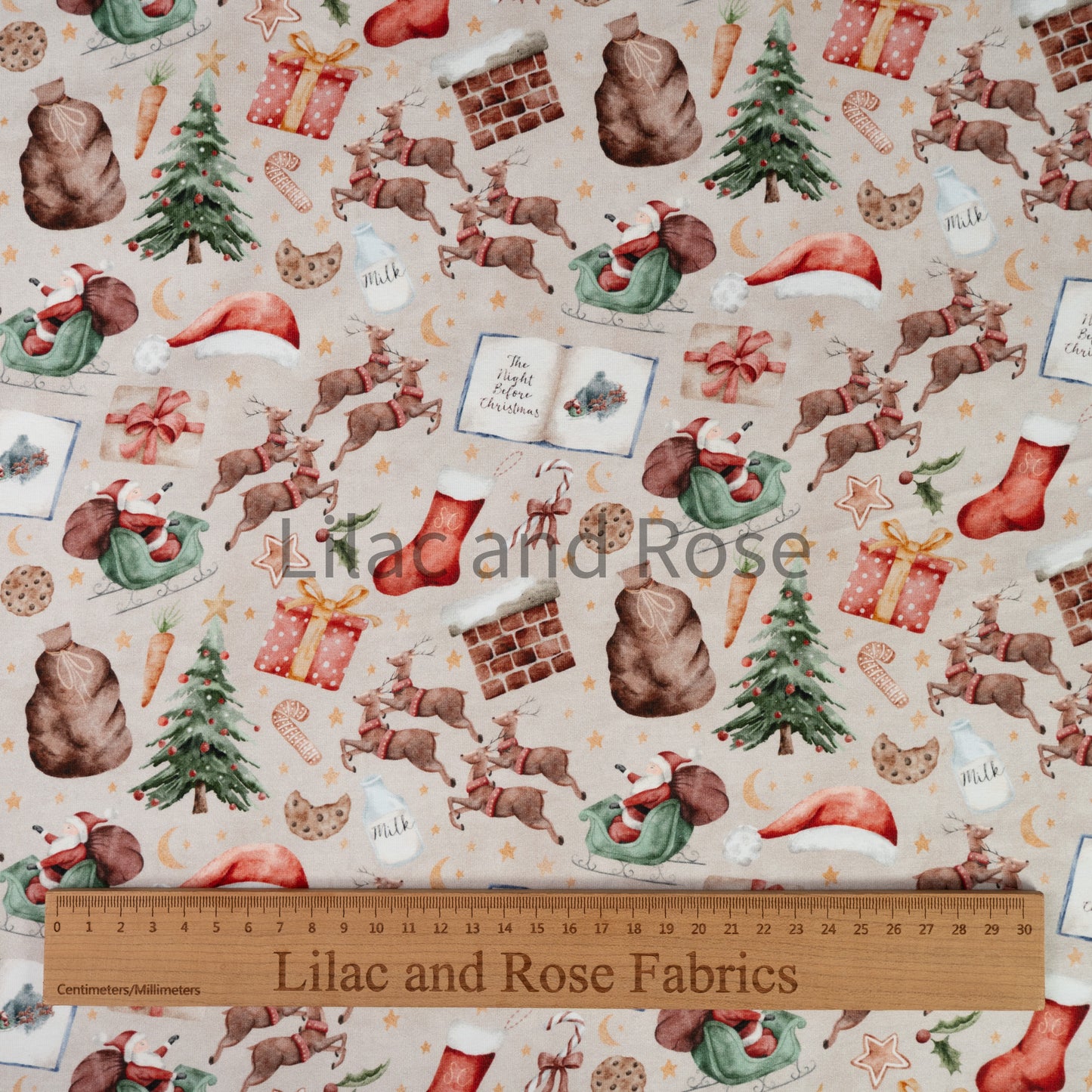 Cotton Jersey - Night Before Christmas in Neutral (Exclusive)