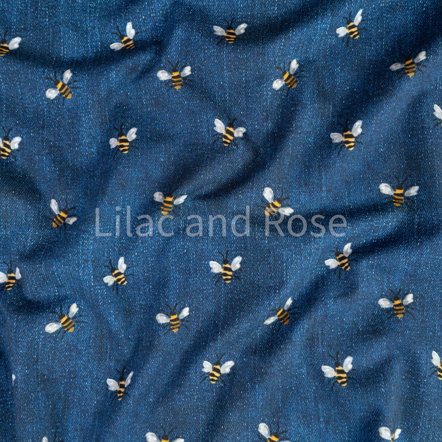 Cotton Jersey - Bees Navy Denim