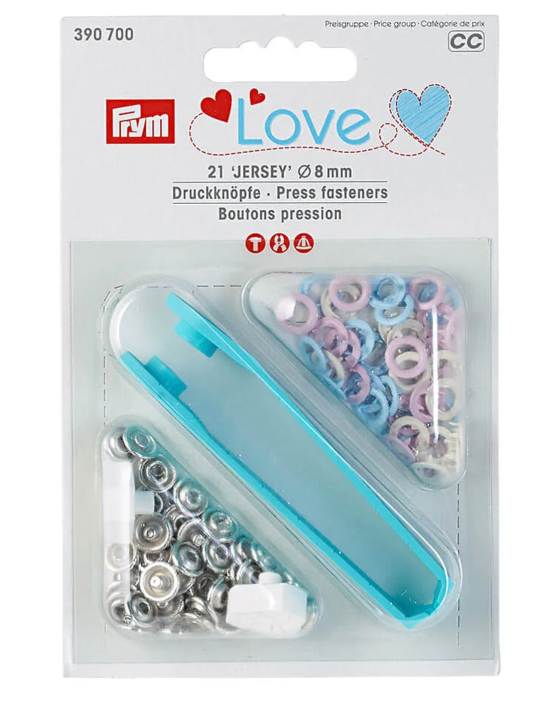 Prym Jersey Fasteners - 8mm Coloured Jersey Snaps - 21 Pack