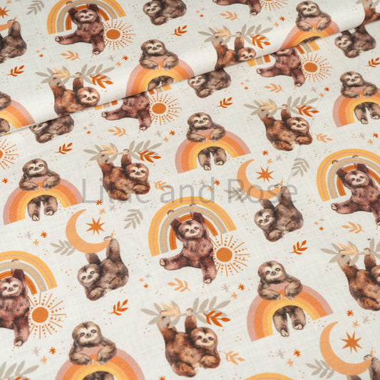 Cotton Jersey - Boho Sloths in Linen (Exclusive)