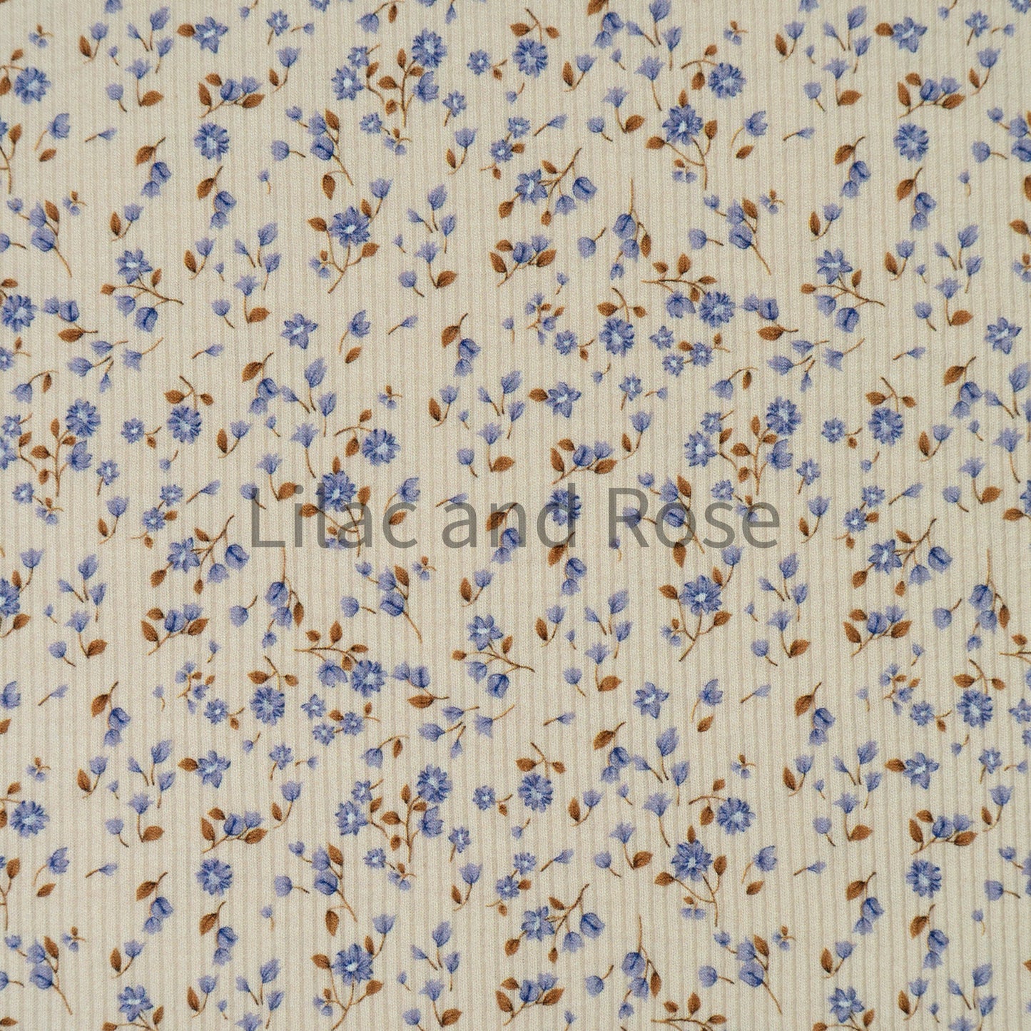 Fine Rib Knit Jersey - Mini Blue Flowers