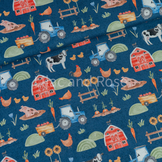 Cotton Jersey - Farm Life in Midnight (Exclusive)