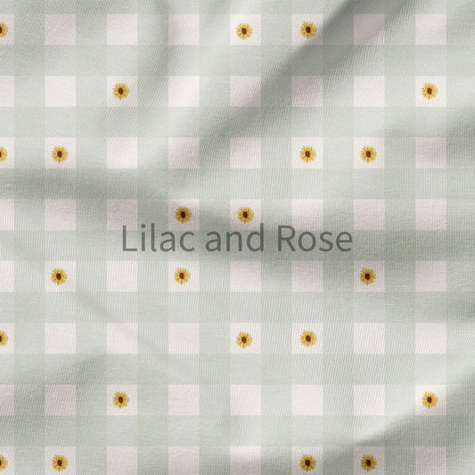 PRE-ORDER - Sunflowers - Pastel Green Gingham
