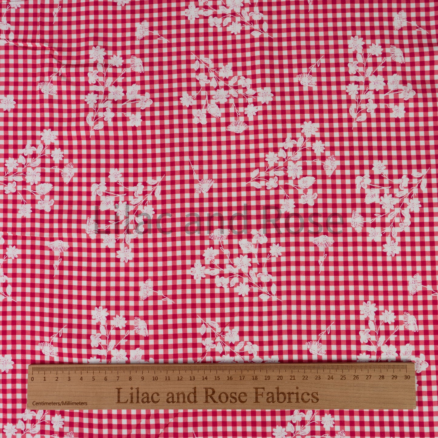 Viscose - Floral Gingham Berry