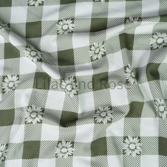 Cotton Jersey - Daisy Gingham Sage