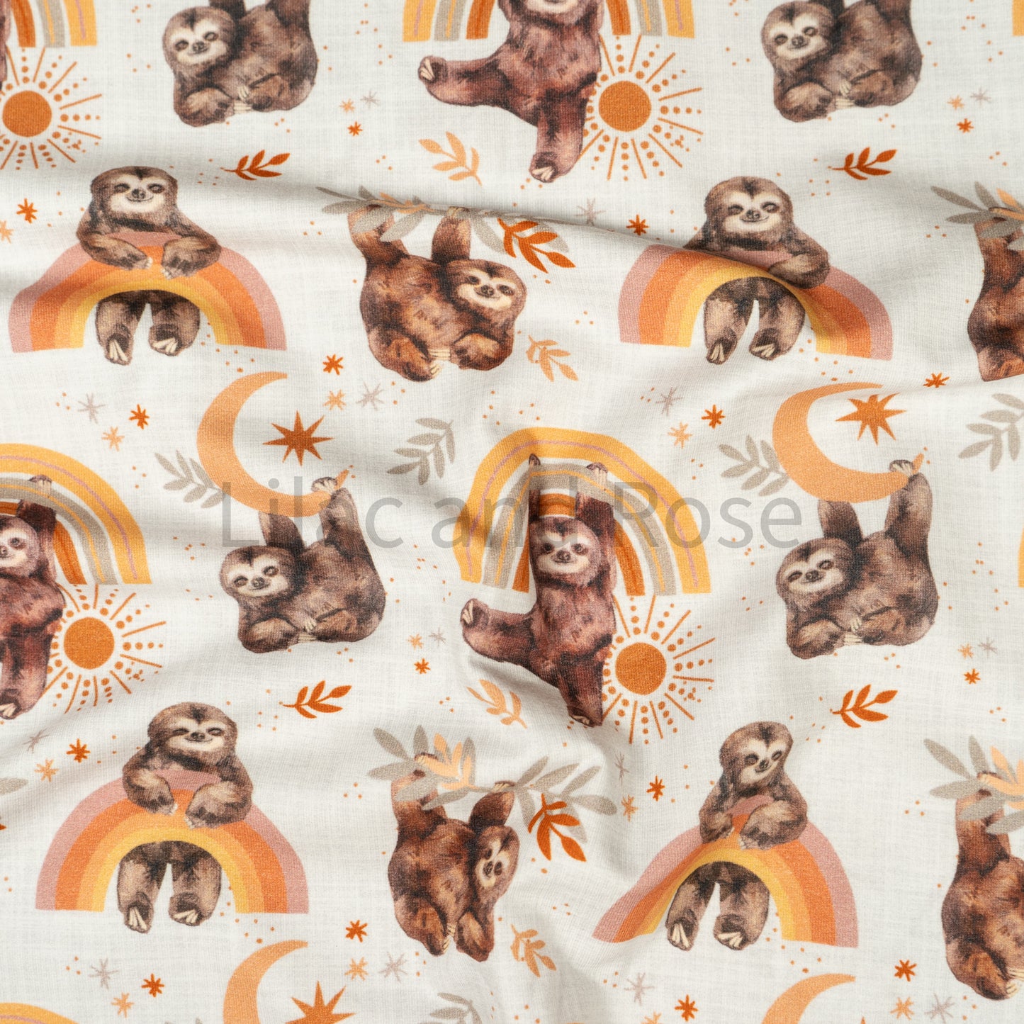 Cotton Jersey - Boho Sloths in Linen (Exclusive)