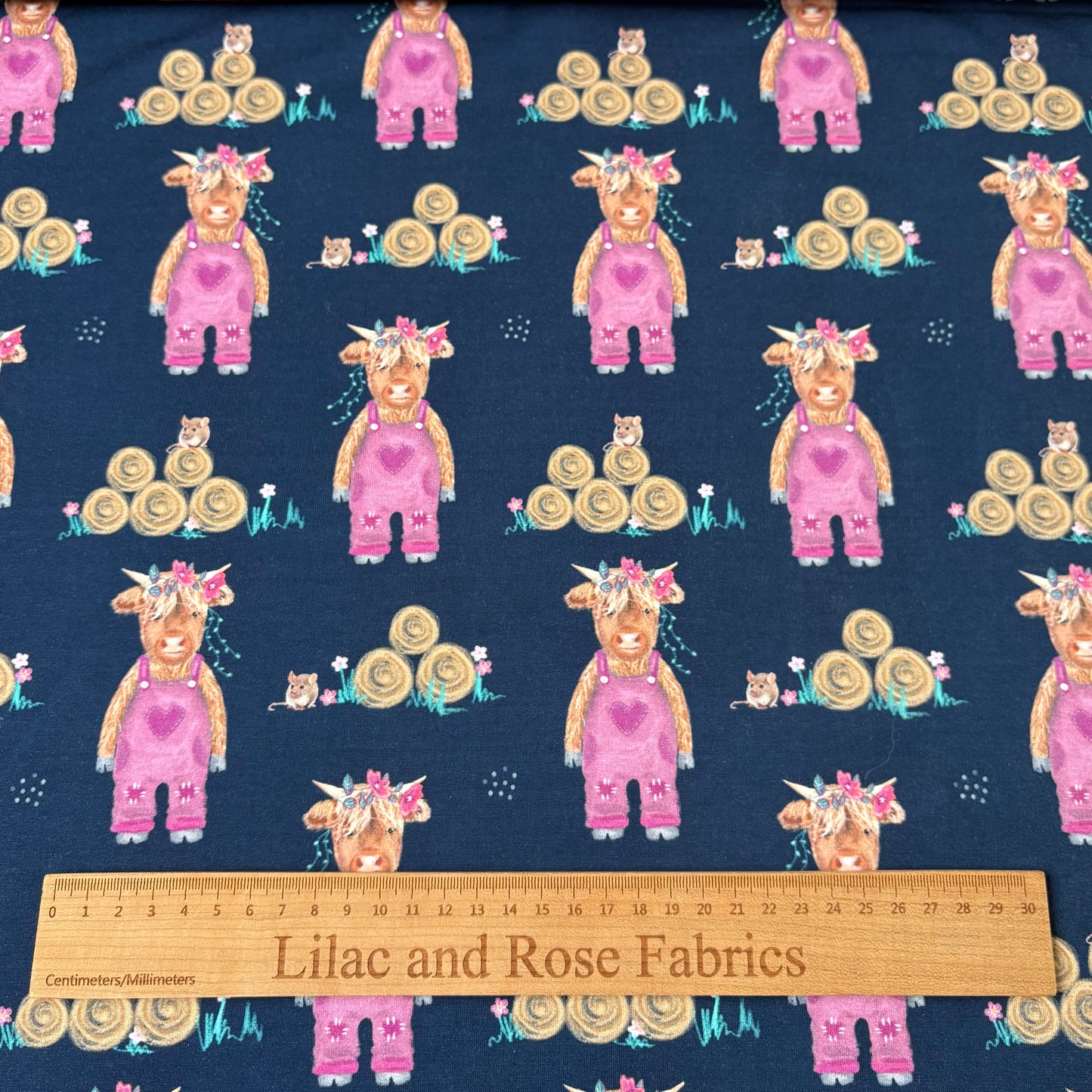 Cotton Jersey - Highland Cows in Pink
