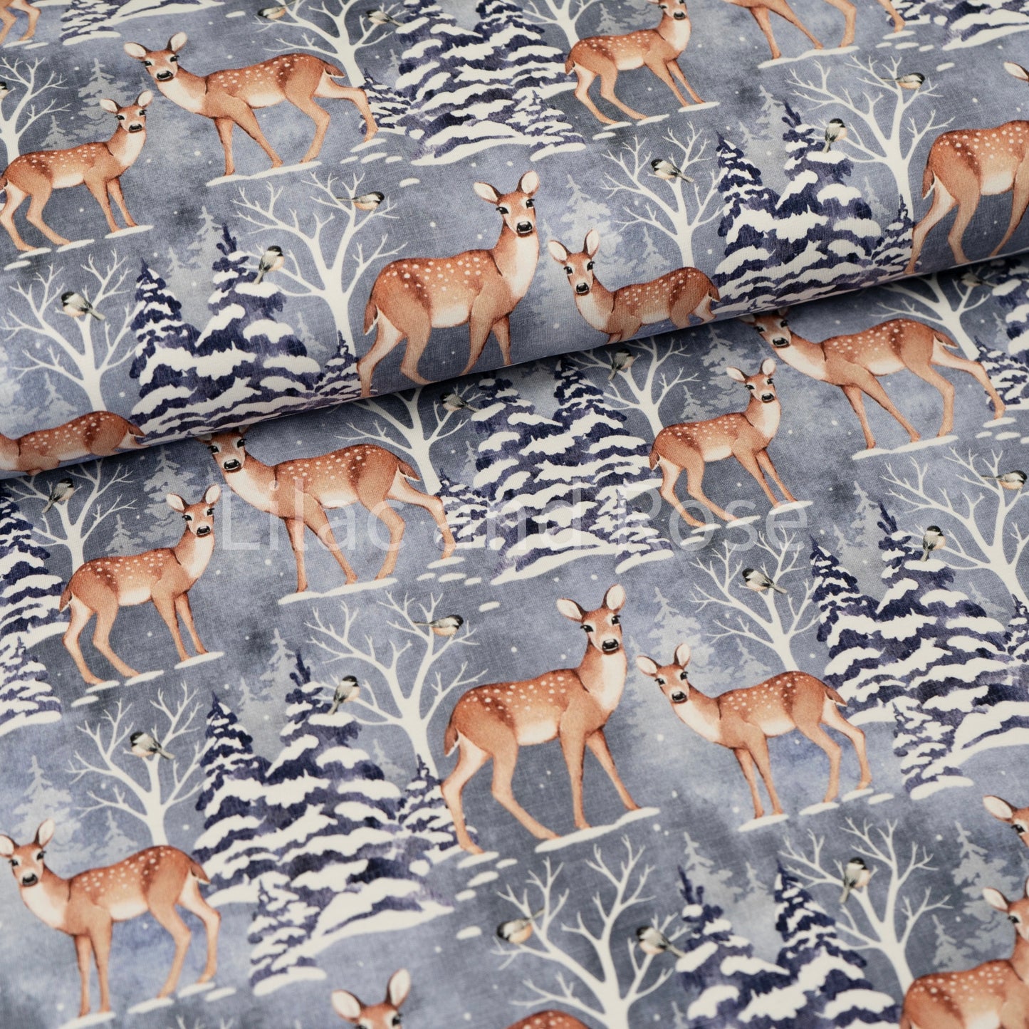 Cotton Jersey 240gsm - Winter Deer in Night (Exclusive)