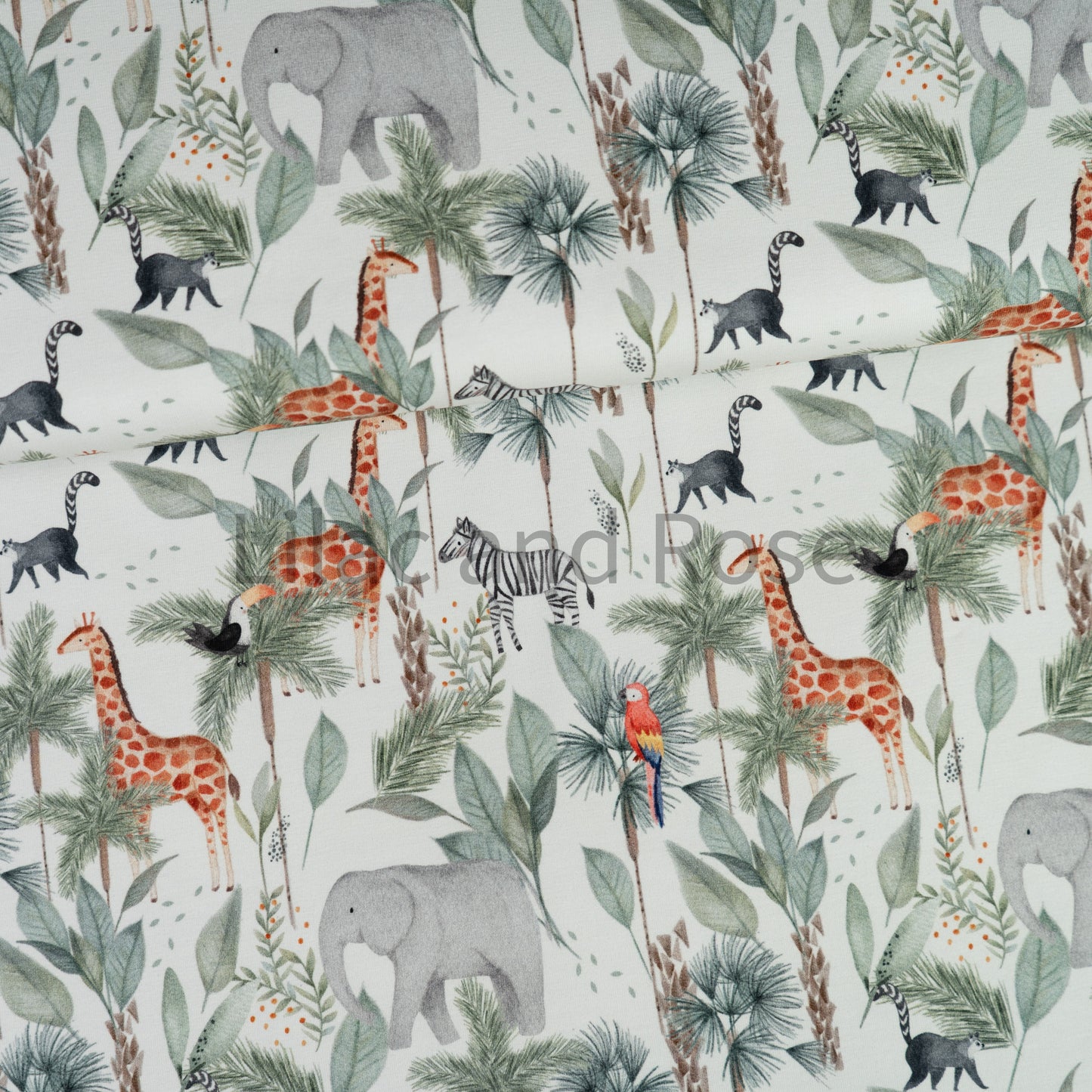Cotton Jersey - Hidden Jungle in Ecru