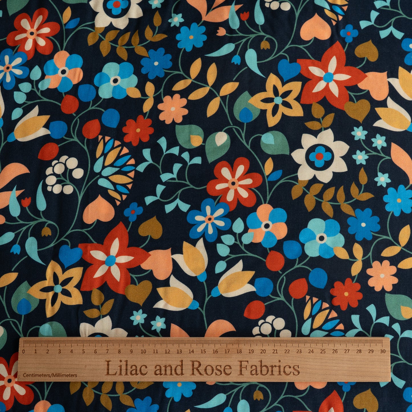 Rayon (Viscose) -  Denim Florals by Dashwood Studio