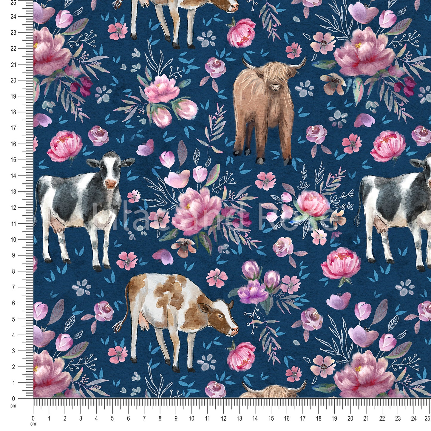 PRE-ORDER - Floral Cows on Navy