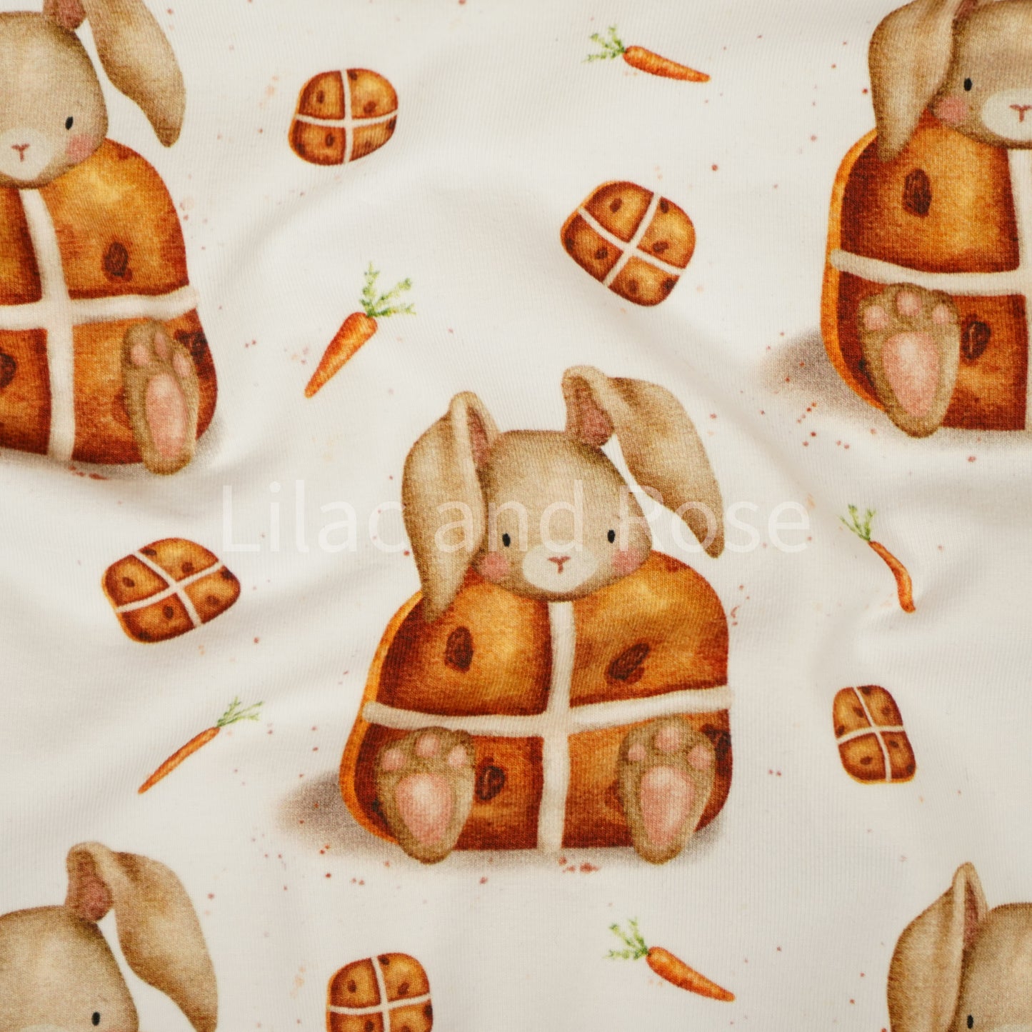 Remnant 92cm - Cotton Jersey - Hot Cross Bunnies