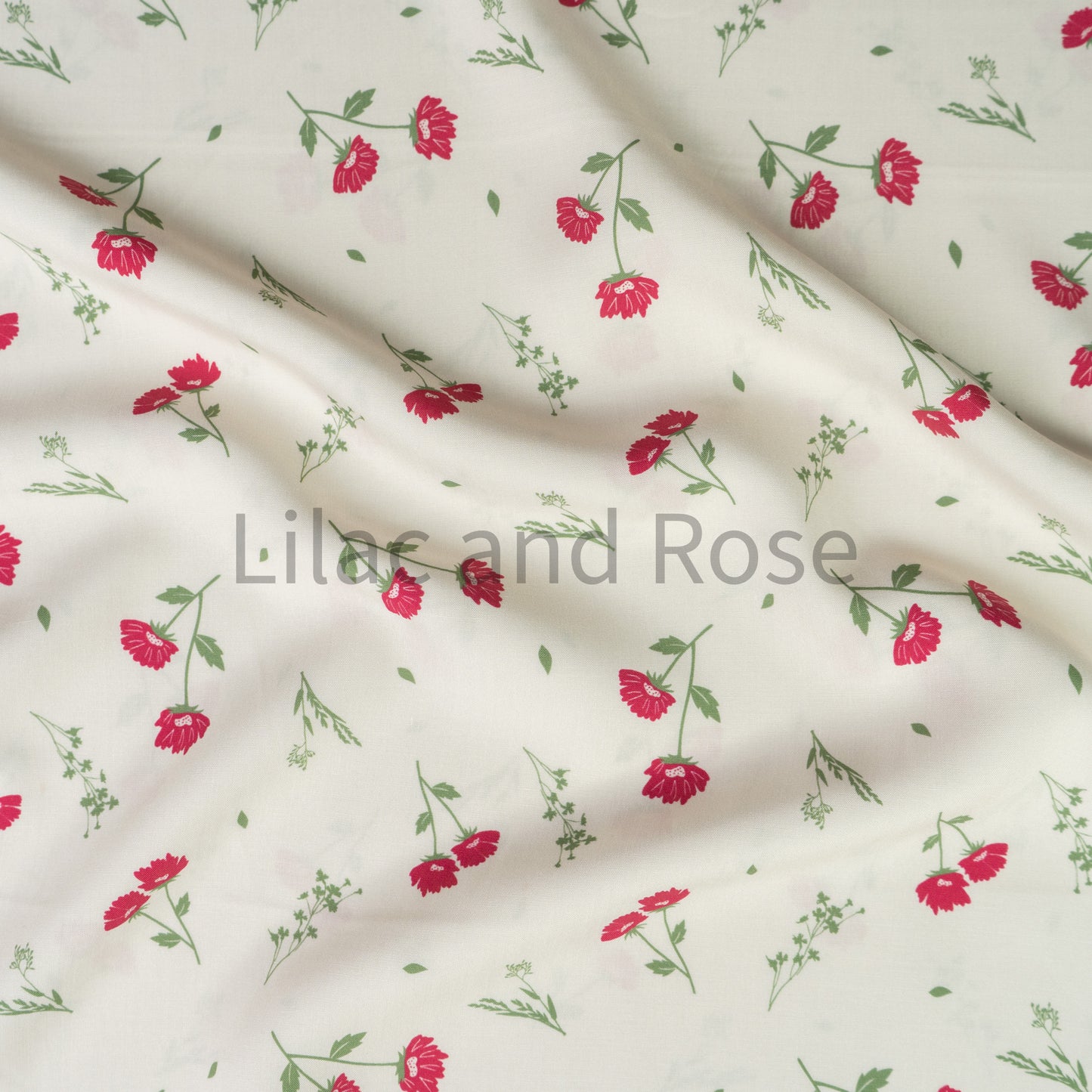 Viscose - Floral Sprig Fuschia