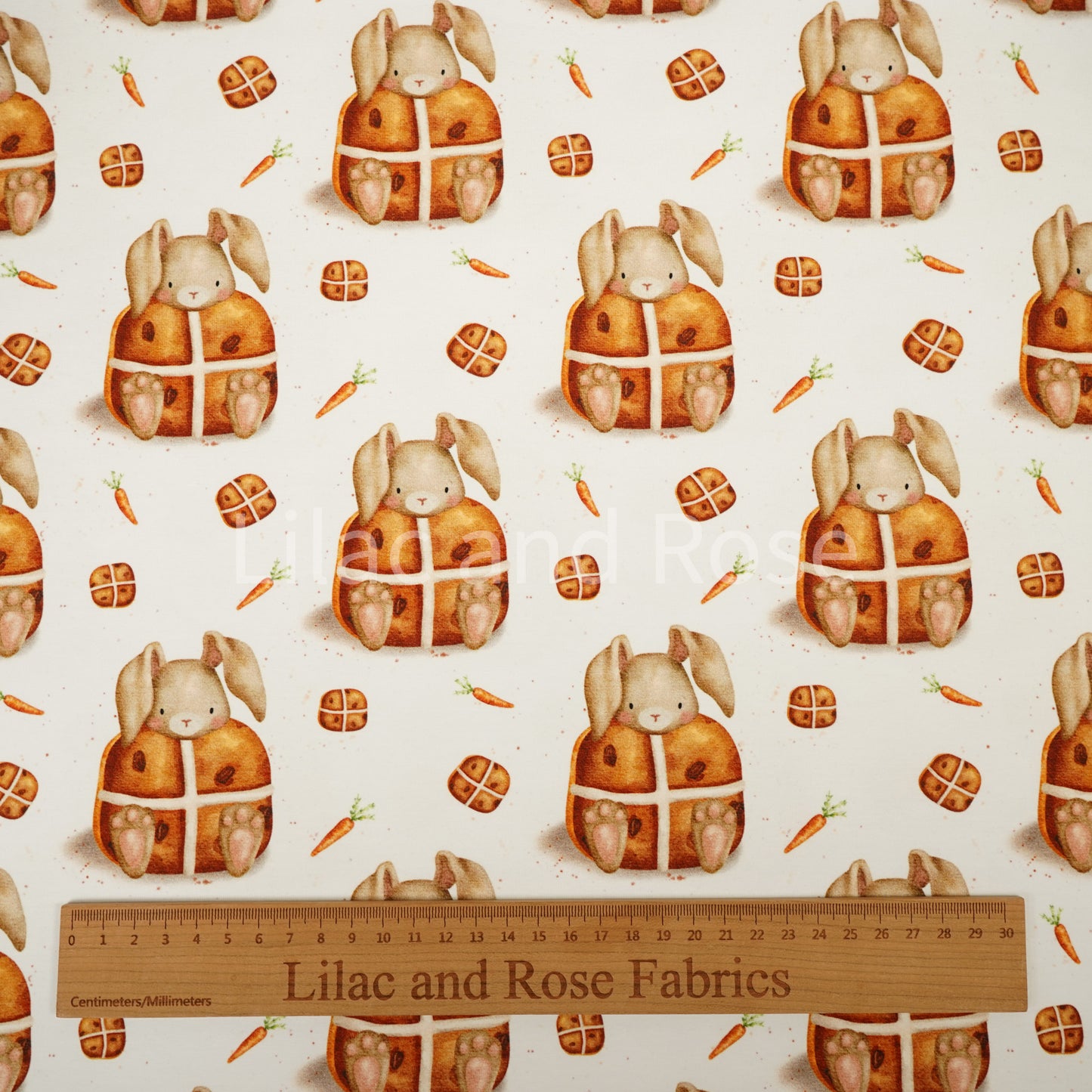 Remnant 92cm - Cotton Jersey - Hot Cross Bunnies