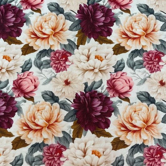 Remnant 1m - Cotton Needlecord - Vintage Blooms