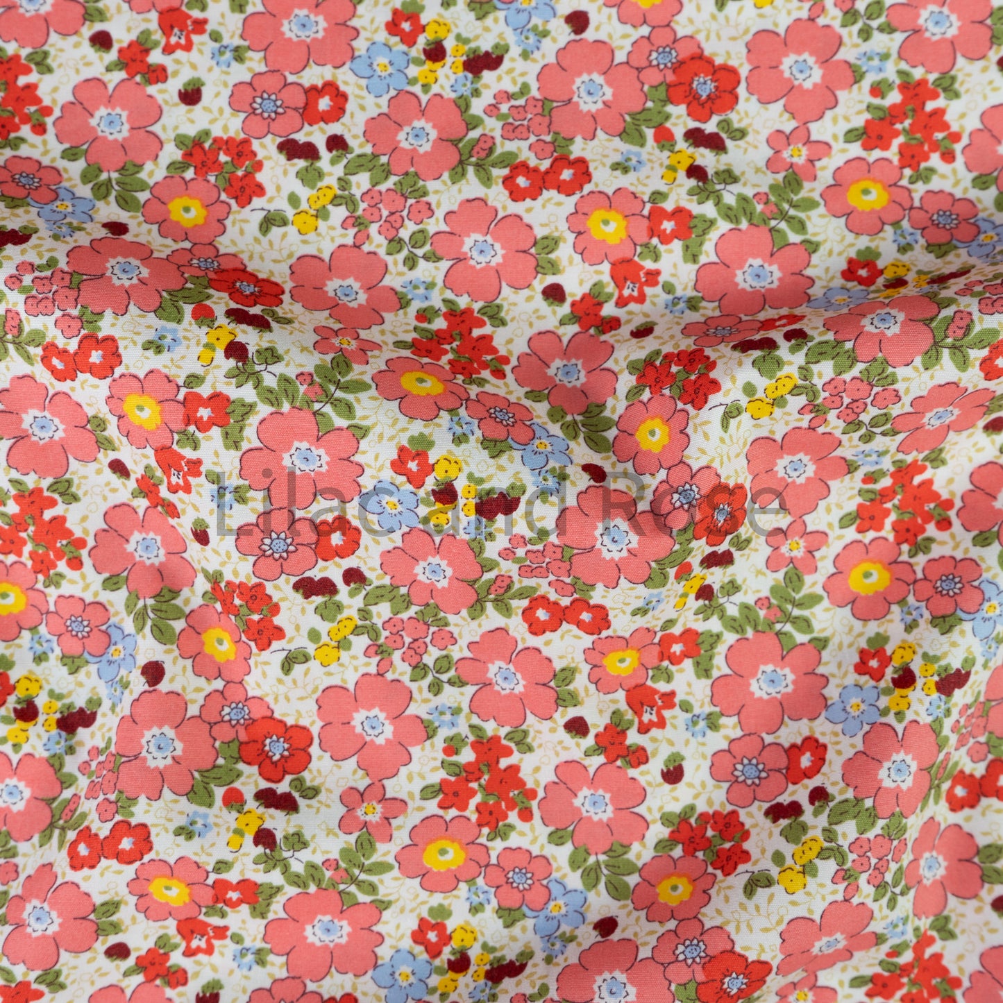 100% Cotton - Coral Flowers