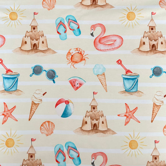 Remnant 57cm - Cotton Jersey - Beach Days in Vanilla