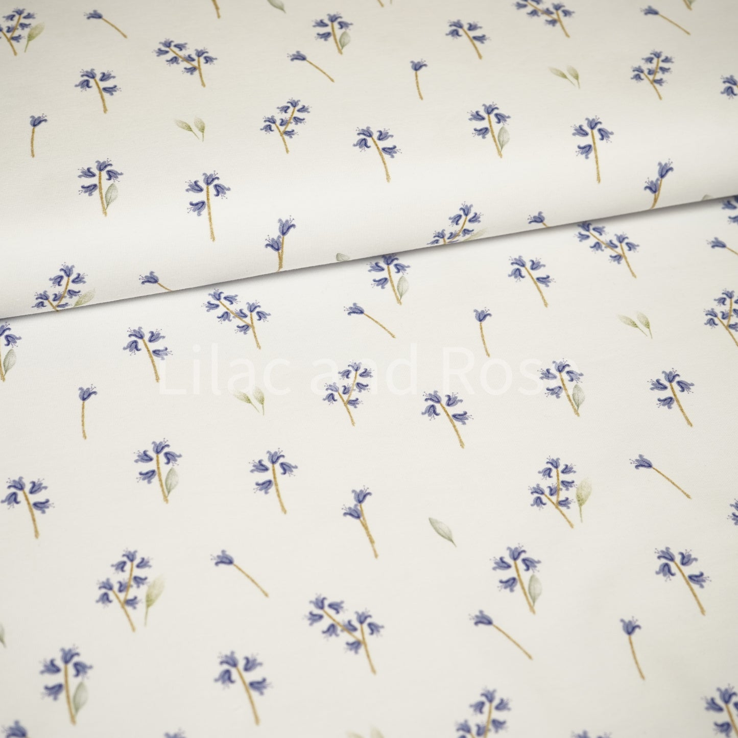 Cotton Jersey 240gsm - Bluebells in White