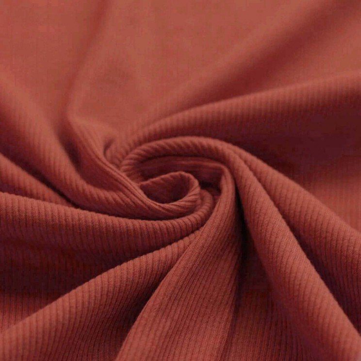 Fine Rib Knit Jersey - Rust
