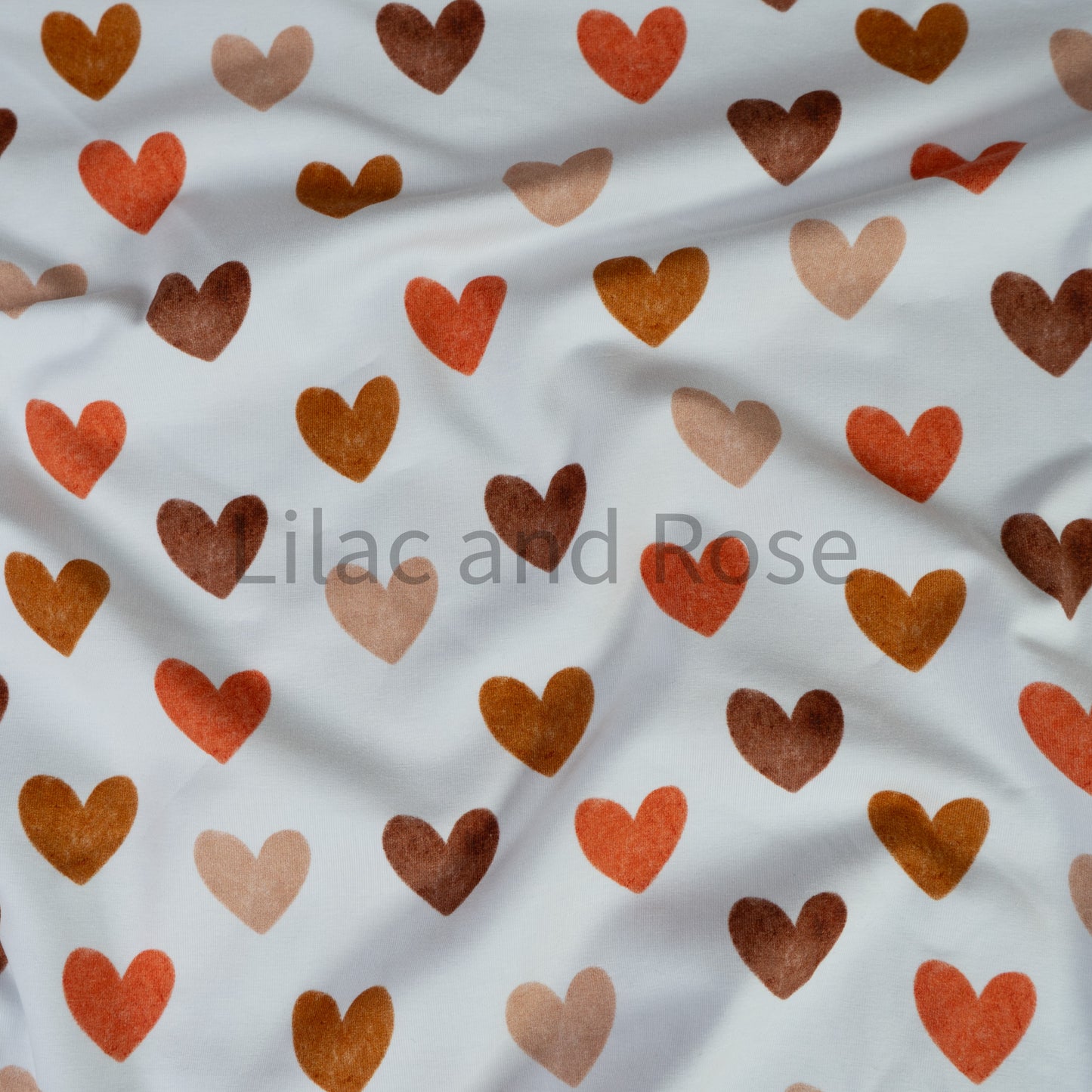 Cotton Jersey - Neutral Hearts on White