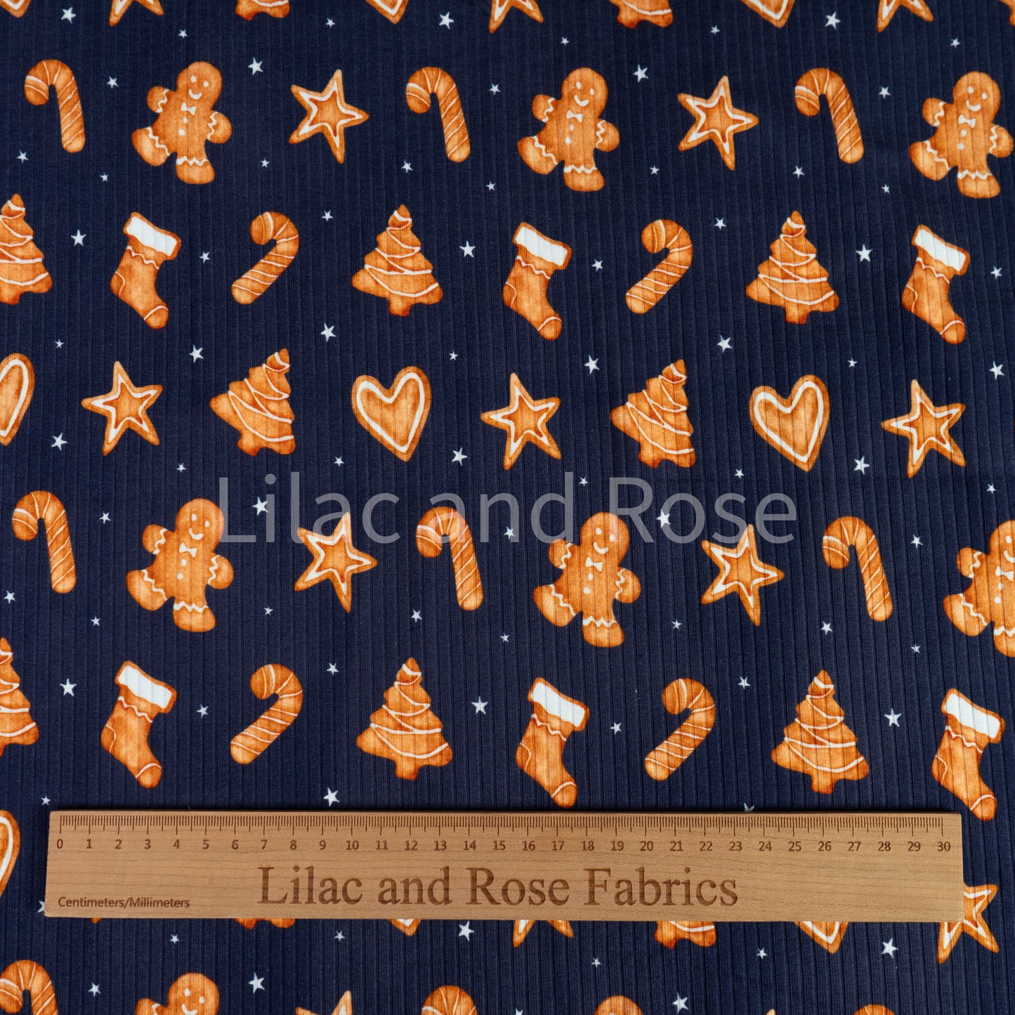 Ribbed Jersey - Christmas Gingerbread in Midnight (Exclusive)