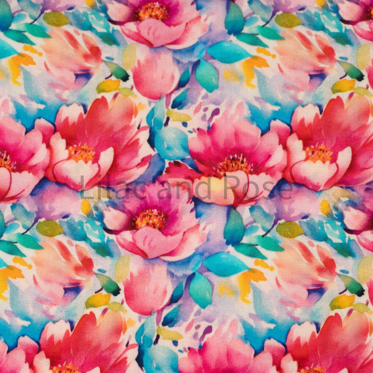 Viscose - Pink Watercolour Blossoms