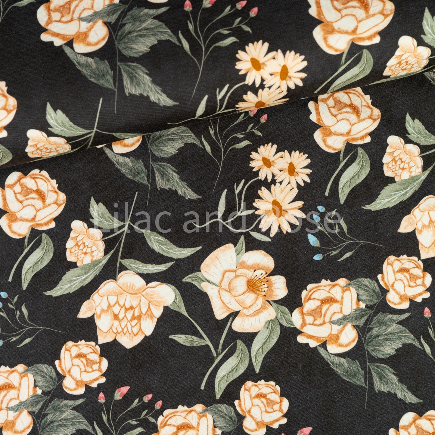 French Terry - Charcoal Floral (Exclusive)