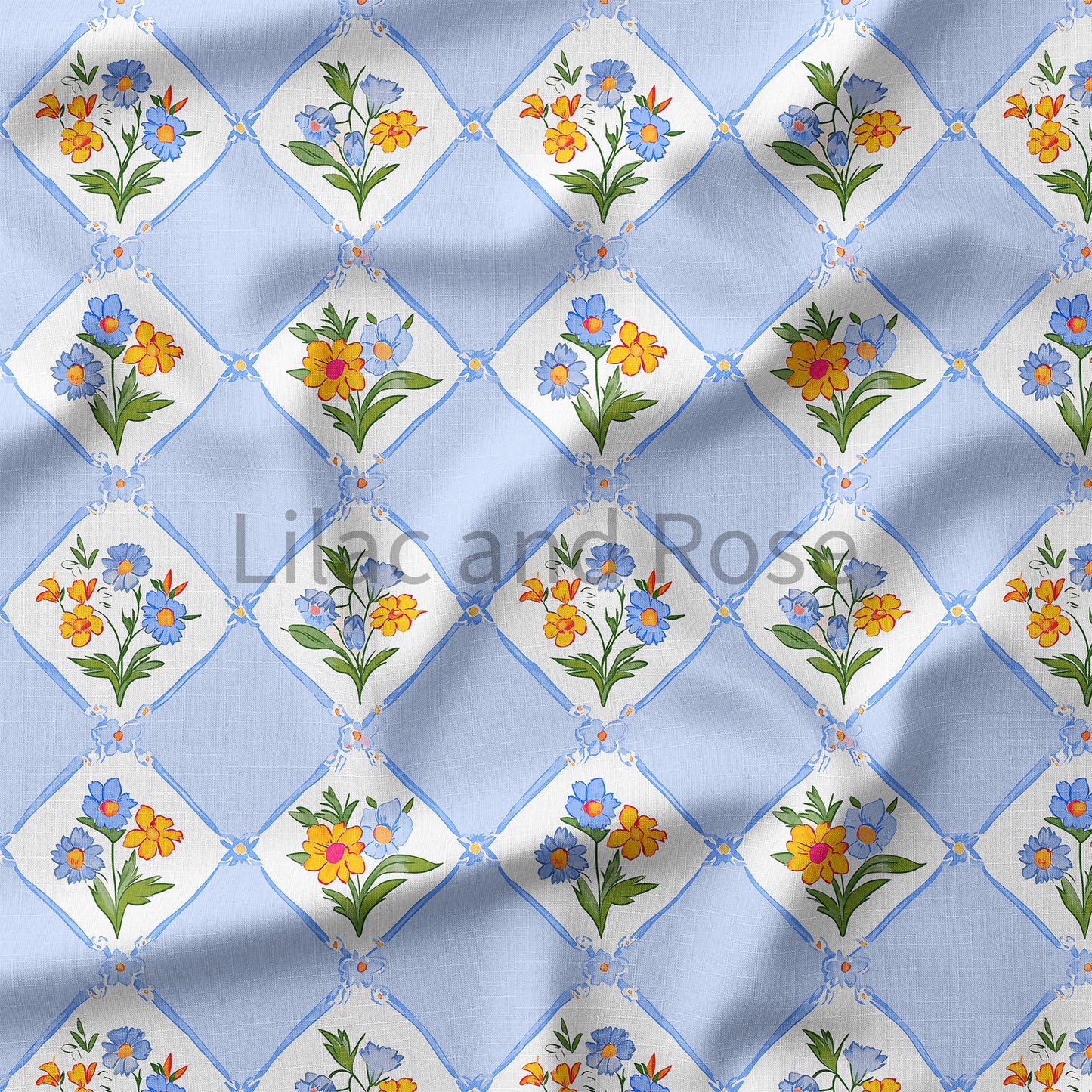 PRE-ORDER - Floral Blue Diamonds