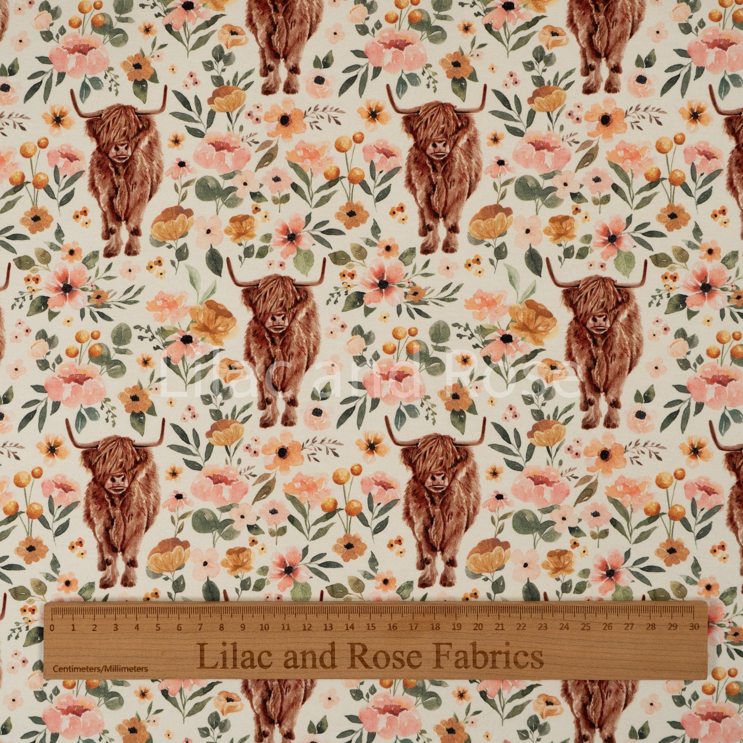Cotton Jersey - Highland Cow Floral