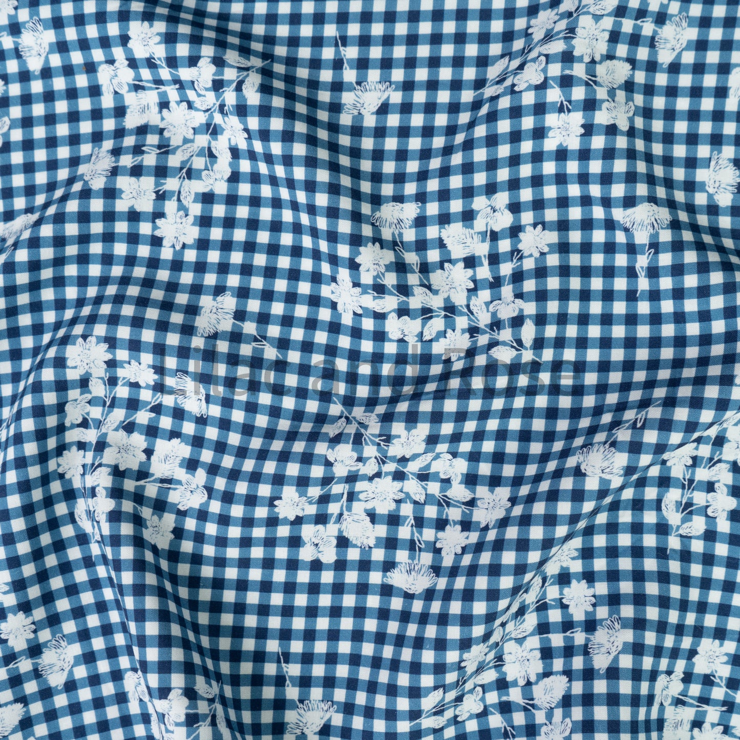 Viscose - Floral Gingham Navy