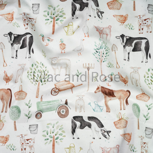 Cotton Jersey - Bramble Farm in Ecru