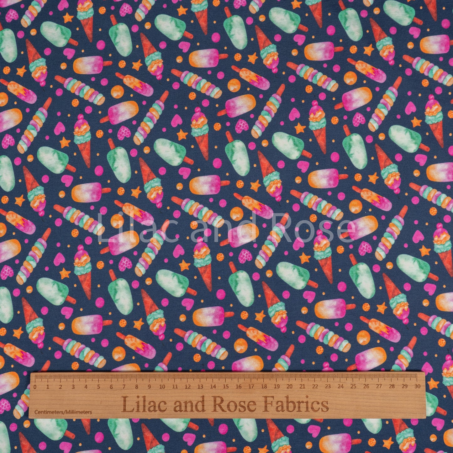 Cotton Jersey - Ice Creams on Navy