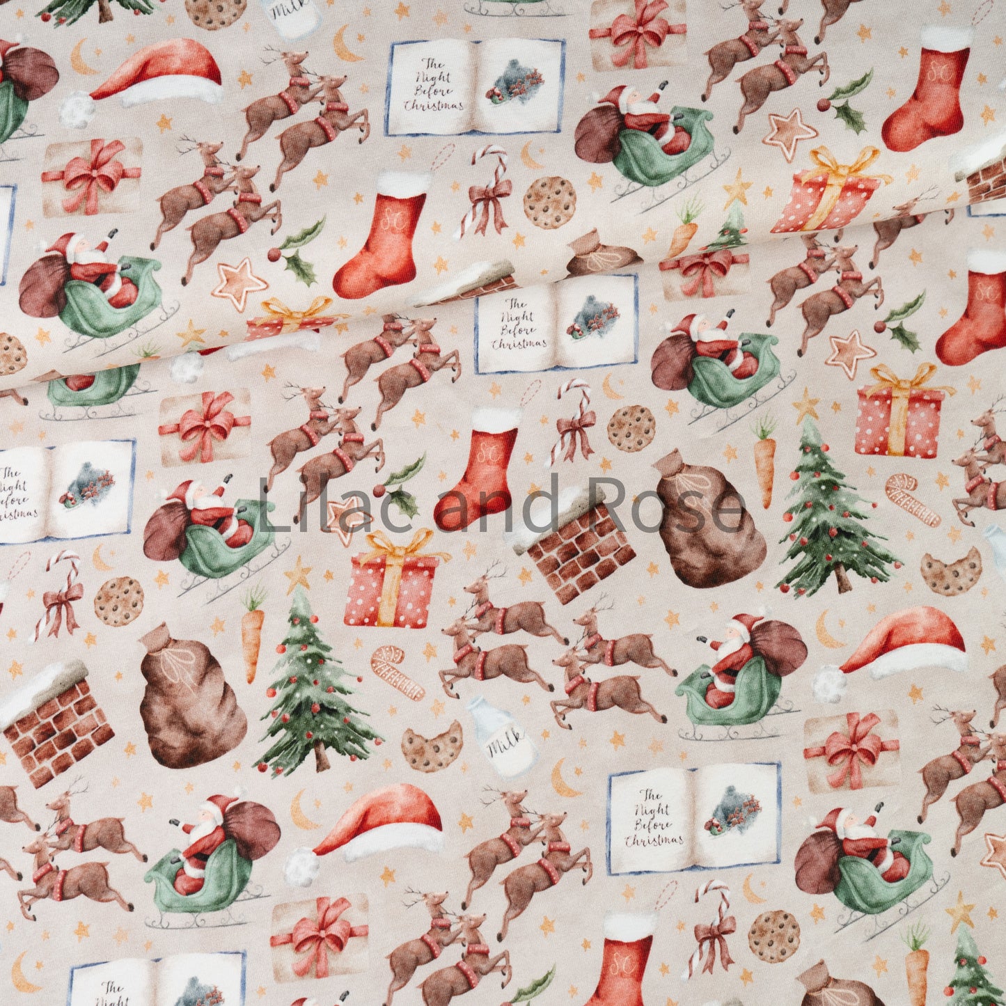 Cotton Jersey - Night Before Christmas in Neutral (Exclusive)