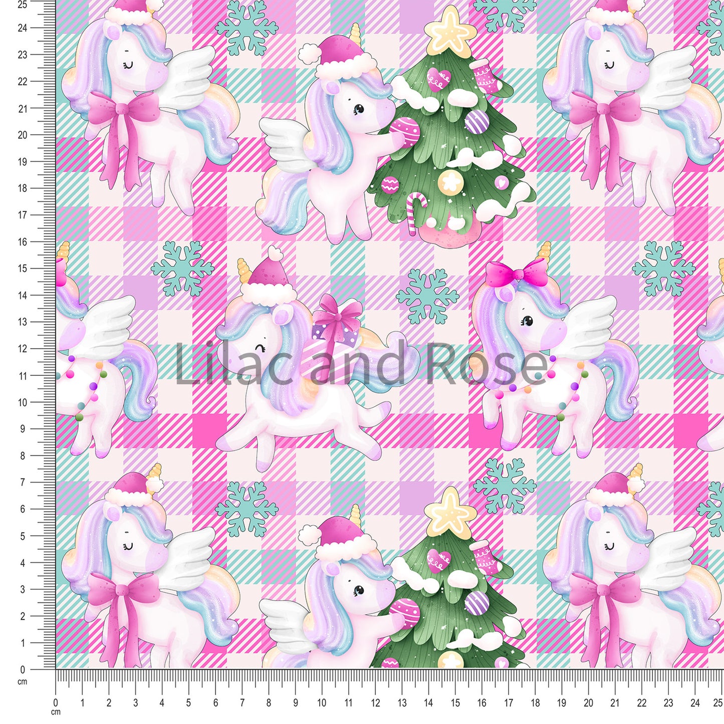 PRE-ORDER - Christmas Unicorns Pink Gingham