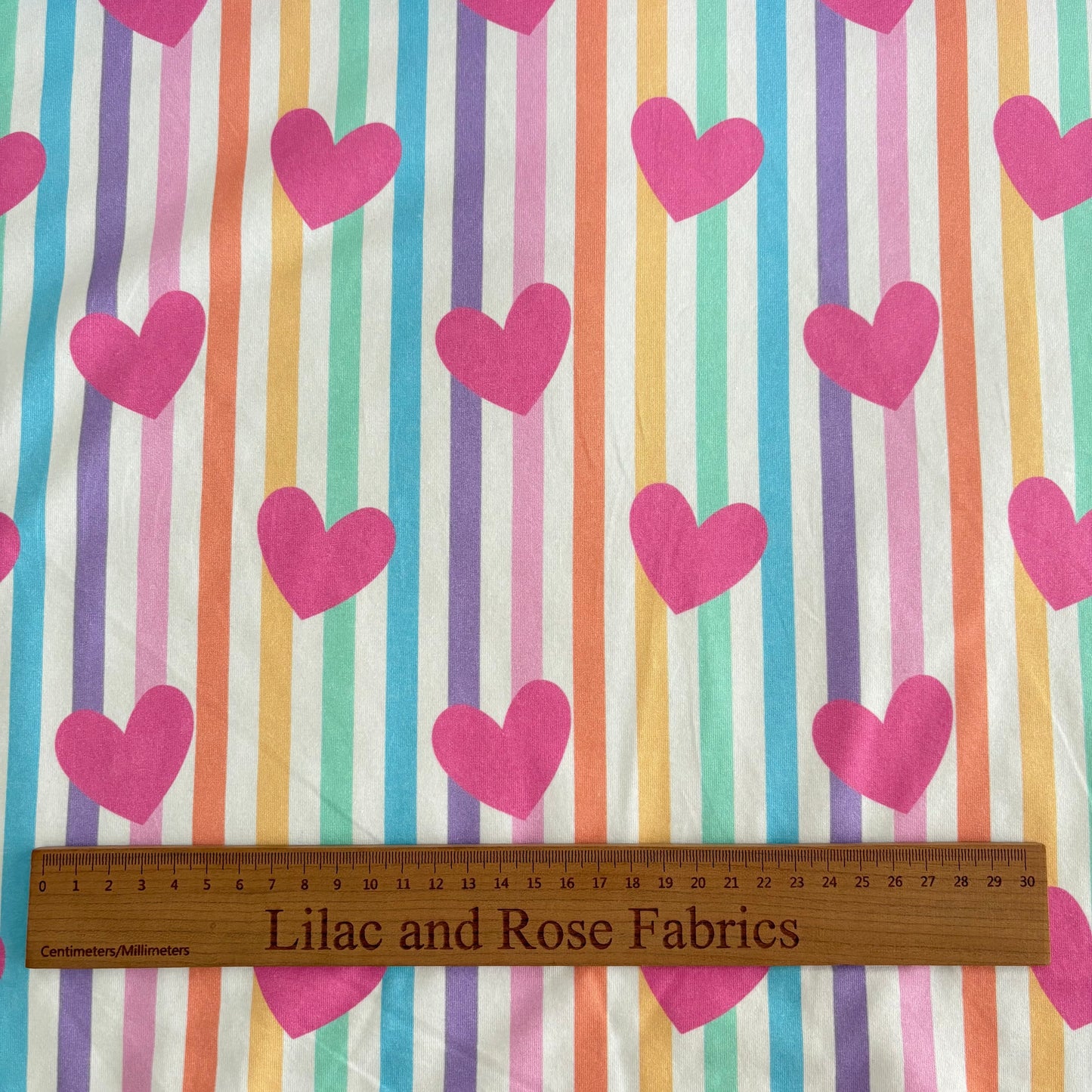 Cotton Jersey - Pink Hearts - Pastel Stripes (Exclusive)