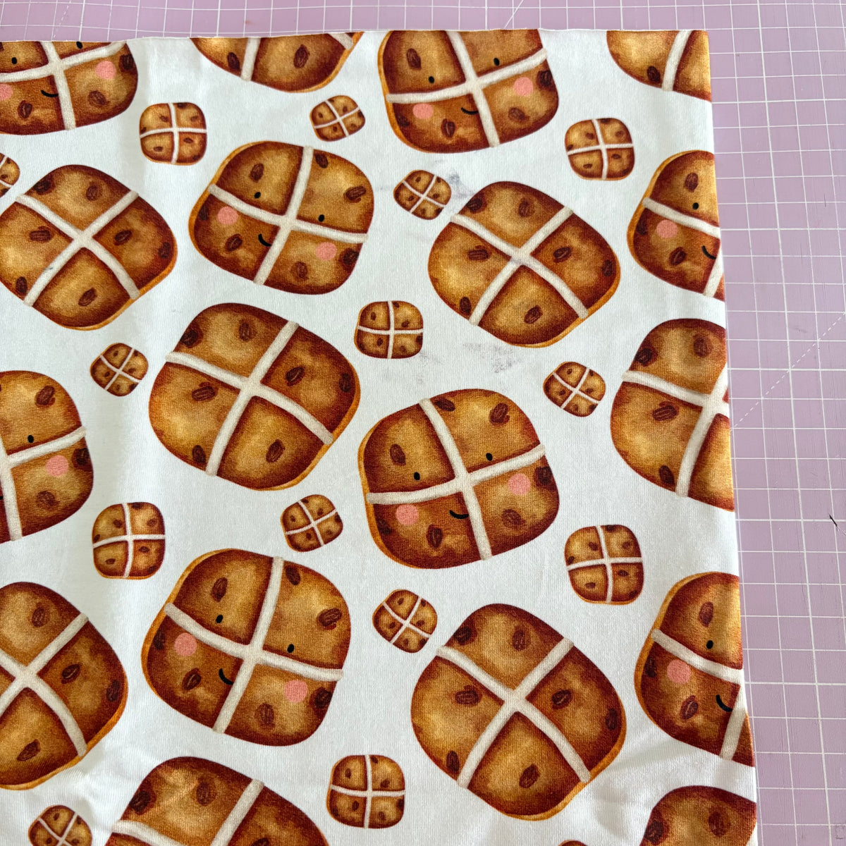 Marked Remnant 48cm - Cotton Jersey - Hot Cross Buns