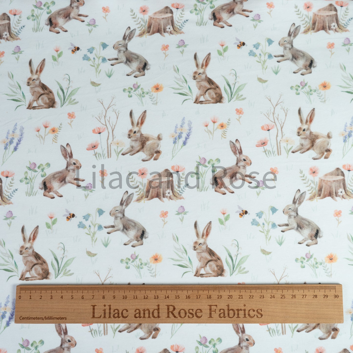 Cotton Jersey - Bunny Hop on White