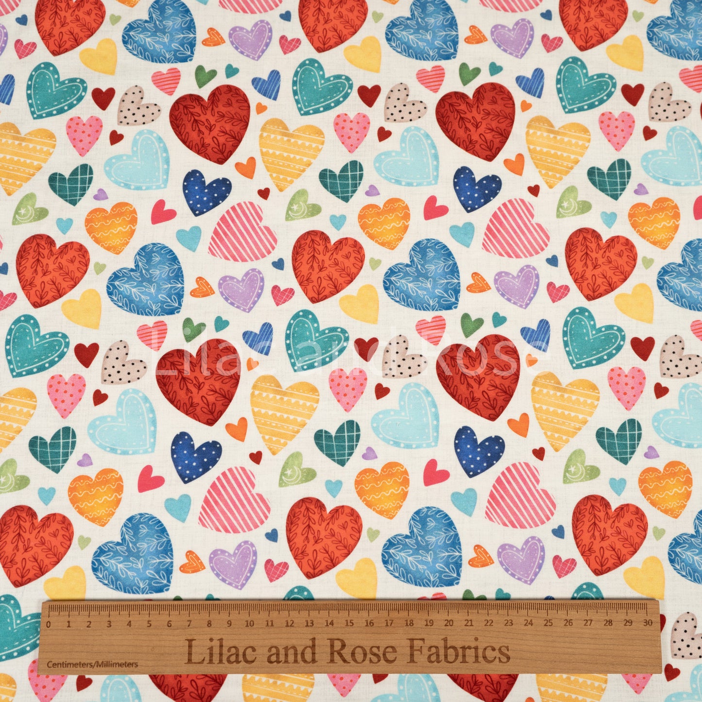 Cotton Jersey 240gsm - Colourful Hearts