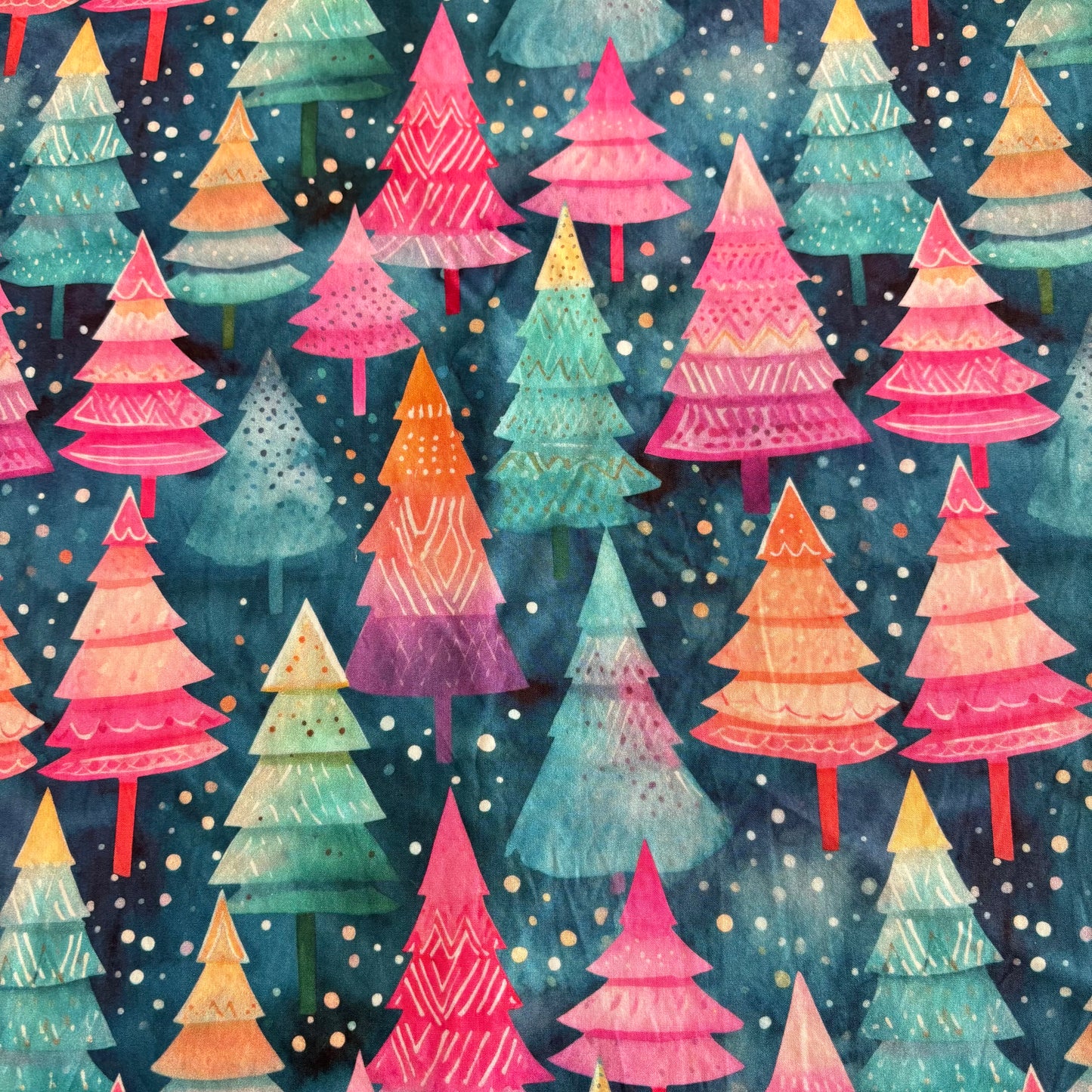 Remnant 54cm - 100% Cotton - Christmas Trees Pink