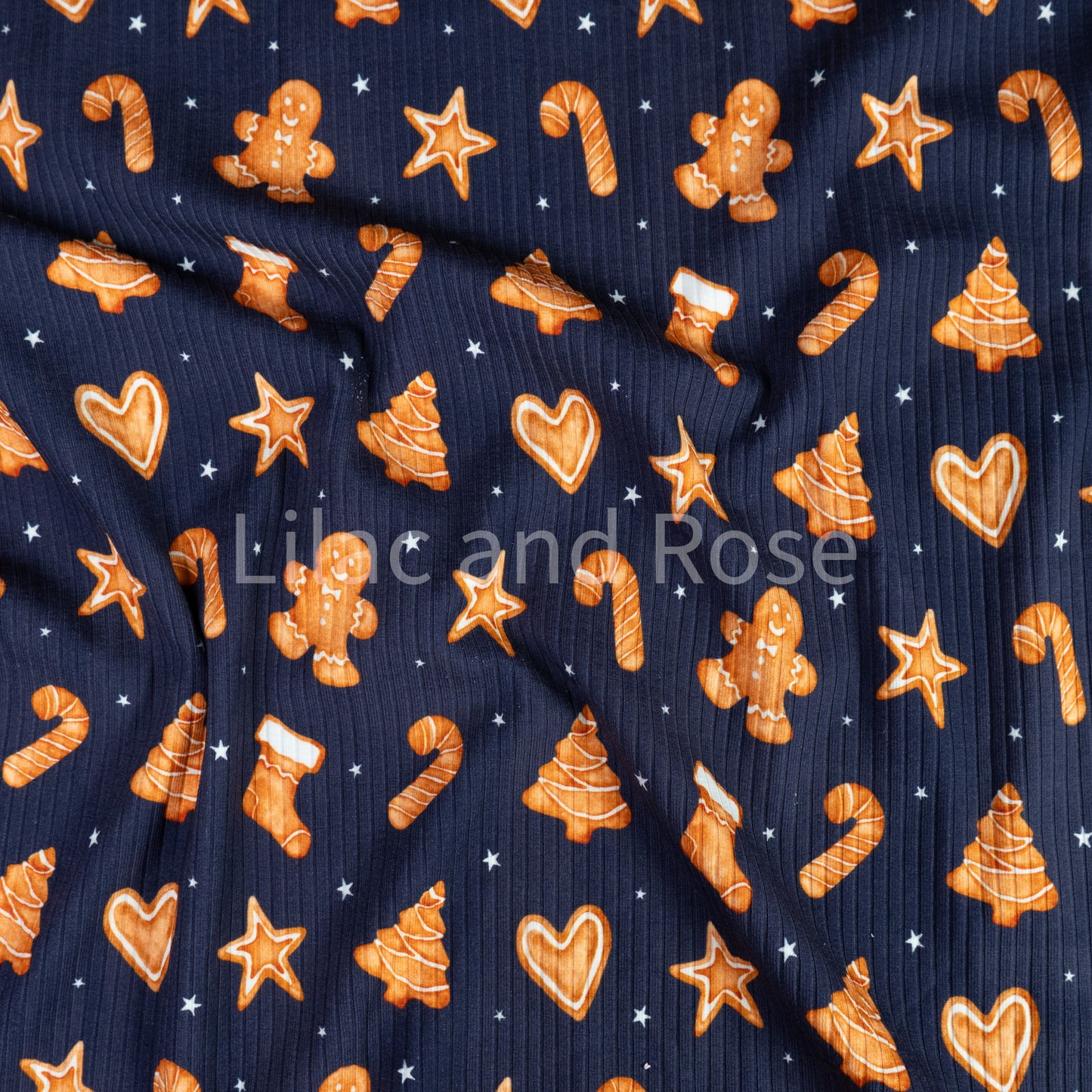 Ribbed Jersey - Christmas Gingerbread in Midnight (Exclusive)
