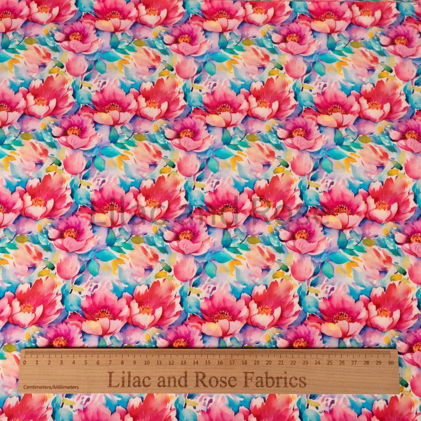 Viscose - Pink Watercolour Blossoms