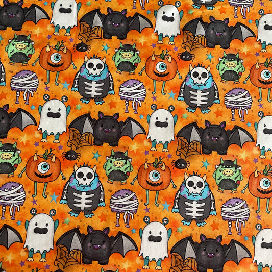 Remnant 70cm - French Terry - Halloween Monsters in Orange (Exclusive)