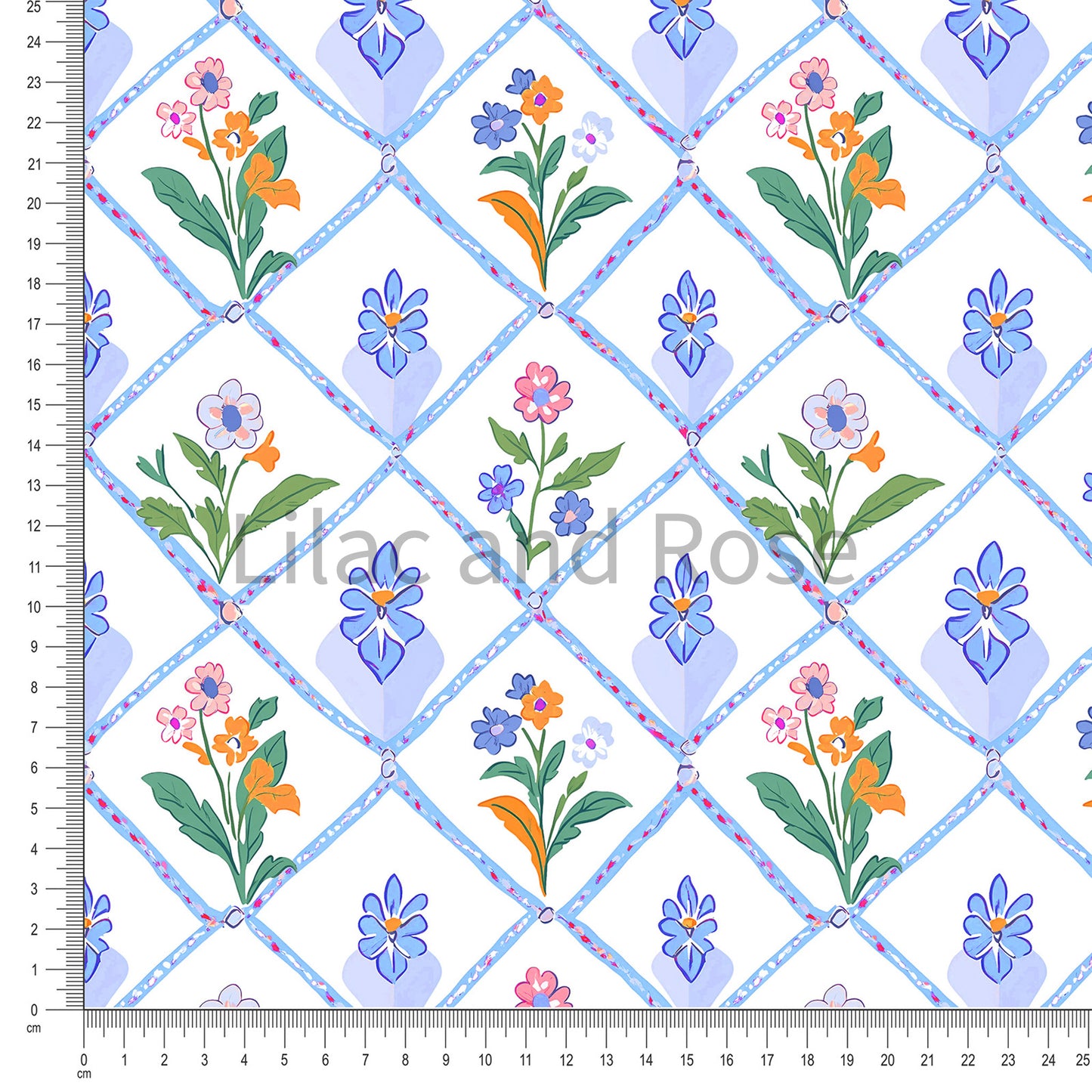 PRE-ORDER - Blue and White Diamond Floral